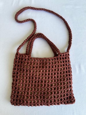 El Örgüsü File Kroşe Çanta Kiremit Rengi /Crochet Bag