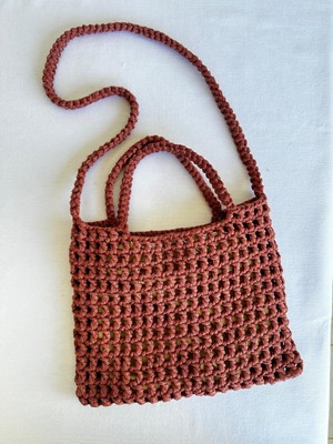 El Örgüsü File Kroşe Çanta Kiremit Rengi /Crochet Bag