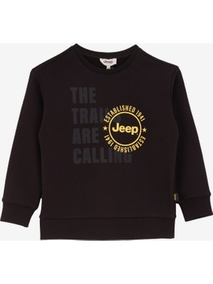 Jeep Baskılı Erkek Siyah Sweatshırt C4WB-SWT4643