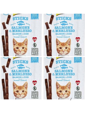 Gimcat Sticks Somon & Atlantik Morina Tahılsız Ödül Çubukları 20 gr x 4 Paket