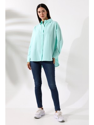 Union And Joy Oversize Mint Yeşili Kadın Gömlek