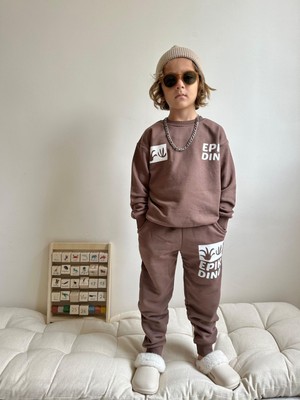 Jolly Kids Erkek Çocuk Yazı Baskılı Sweatshirt Takım