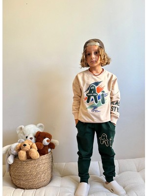 Jolly Kids Erkek Çocuk Yazı Baskılı Sweatshirt Takım