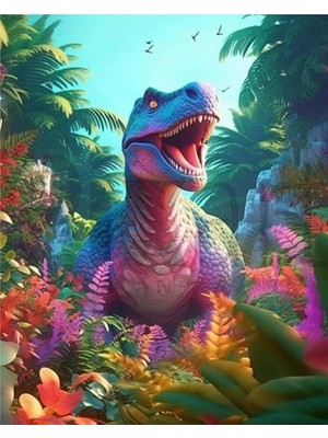 Pix Art Sanat Dinozor 30 x 40 cm Elmas Mozaik Tablo