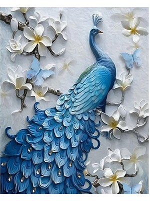 Pix Art Sanat Mavi Tavuskuşu Çiçeği(Blue Peacock Flower)30 x 40 cm Elmas Ejderha Mozaik Tablo
