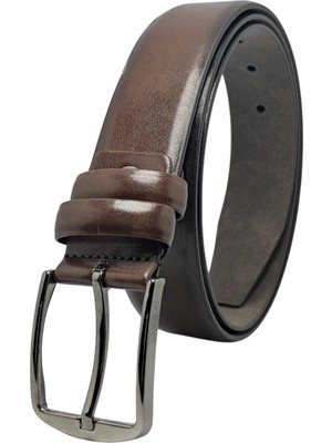 Eds Deri Ürünleri 3.5 cm Klasik Erkek Kemeri Kahverengi