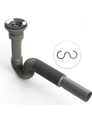 Desiphon Lüks Körüklü Lavabo Sifonu 1 Adet Krom Yapı ile Uzun Süreli Kullanım İçin Özel Tasarım