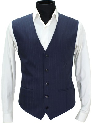 Mentor Regalo Erkek Yelek V Yaka Lacivert Çizgili 50653