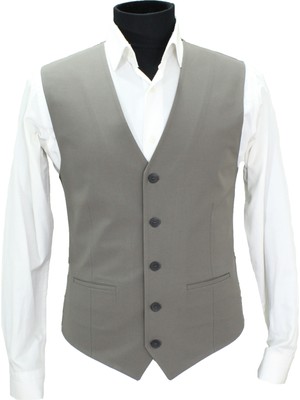 Mentor Regalo Erkek Yelek V Yaka Koyu Bej 50666