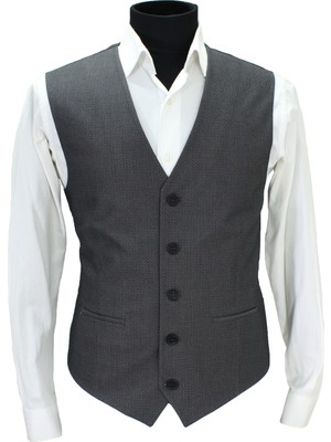 Mentor Regalo Erkek Yelek V Yaka Siyah Desenli 50630