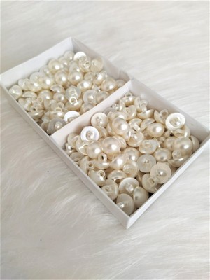 20 Adet 11 Mm Beyaz İnci Düğme İthal Bebek Yarım İnci Düğme