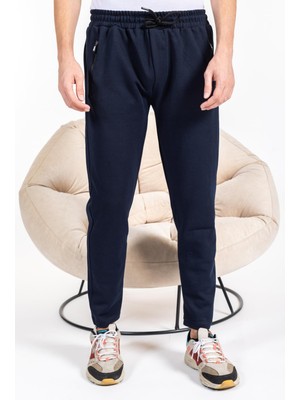 Double Face Kumaş Basic Düz Model Rahat Kalıp Pantolon Kesim Trend Erkek Eşofman ALTI-2990-LACIVERT