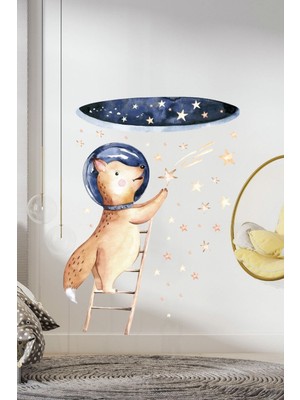 Mediterian Renkli gezegen temalı çocuk odası duvar stickerı, eğlenceli ve dekoratif dekorasyon.