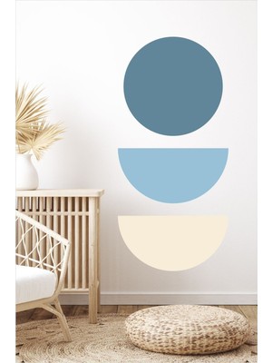 Mediterian Mavi Geometrik Bohem Duvar Sticker, şık ve modern dekoratif yapışkan, tek parça.