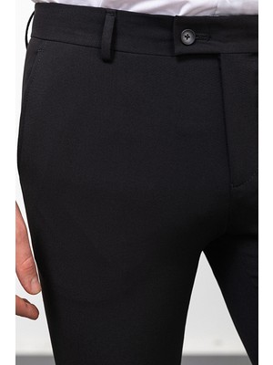 Düz Siyah Slim Fit Klasik Erkek Pantolon