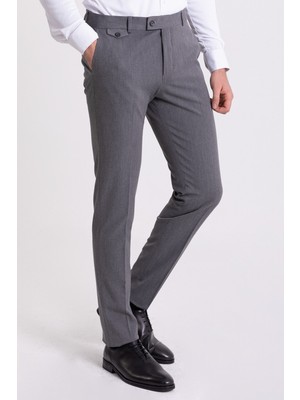 Düz Gri Renk Slim Fit Klasik Erkek Pantolon