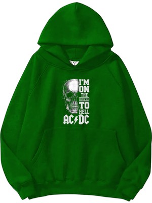 Dogfish Acdc Baskılı Oversize Yeşil Renk 3 Iplik Sweatshirt