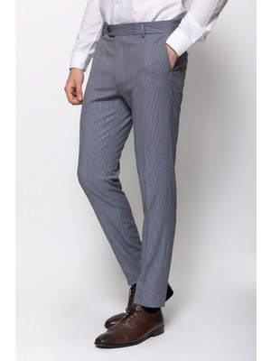 Kareli Lacivert Renk Super Slim Fit Erkek Pantolon