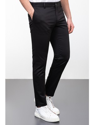 Düz Siyah Renk Super Slim Fit Erkek Pantolon