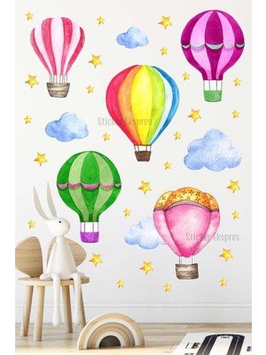 Mediterian Çocuk odası için renkli suluboya balonlar duvar sticker seti, neşe ve canlılık katıyor
