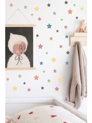 Mediterian Renkli Yıldız Sticker Seti, Eğlenceli Dekorasyon, Çok Renkli, Tek Ebat