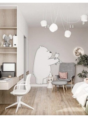 Mediterian Sevimli Büyük Ayıcık Duvar Sticker Seti, bebek ve çocuk odası şıklığı için ideal