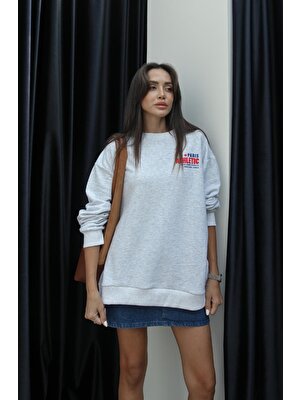 Gri Paris Baskılı Sweatshirt