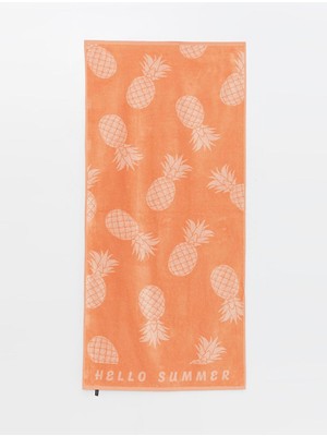 Lcw Accessorıes Turuncu Ananas Desenli Kadın Plaj Havlusu 70X145 cm