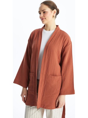 Lcw Modest Tarçın Şal Yaka Düz Uzun Kollu Oversize Kadın Kimono