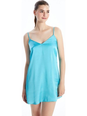 Lcw Dream Turkuaz V Yaka Düz Askılı Kadın Gecelik
