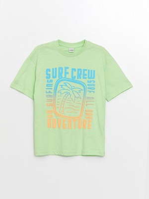 Lcw Kids Açık Yeşil Oversize Bisiklet Yaka Erkek Çocuk Tişört