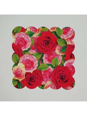 Deco Pembe Gül Desenli Dijital Baskılı Lazer Kesim Kokteyl Peçetesi