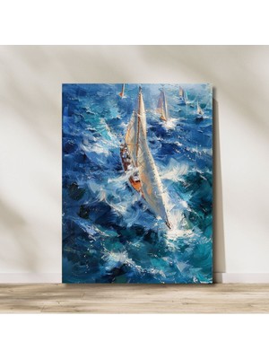 Sailboat In Blue Kanvas Tablo