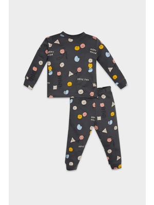 DeFacto Erkek Bebek Pijama Takım Desenli Uzun Kollu Üst Beli Lastikli Uzun Alt D8653A524AU