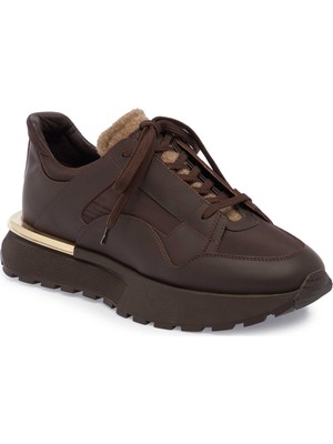 Tergan Kahve Deri-Tekstil Erkek Sneaker - E23S1AY56358-I8M