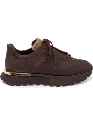 Tergan Kahve Deri-Tekstil Erkek Sneaker - E23S1AY56358-I8M