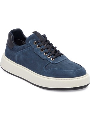 Tergan  Mavi Hakiki Nubuk Deri Erkek Sneaker - E24I1AY56807-F58