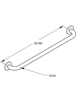 Vegaline Q19 Engelli Yaşlı Bakım Banyo Wc Tutunma Barı Banyo Destek Aparatı  Otel Havluluk 20 cm Q19