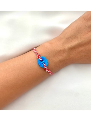 Atelier Çağla Süryani Nazar Boncuklu Kırmızı Beyaz Marteniçka Bileklik