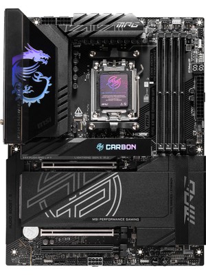 Msı Mpg X870E Carbon Wıfı Am5 Ddr5 8400MHZ(OC) Usb4 4x M.2 HDMI 5g Lan 2.5g Lan Wıfı 7 Rgb Atx