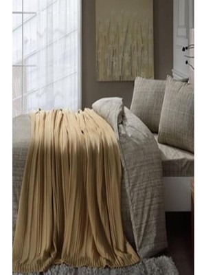 Taç Waffle Trikolu Çift Kişilik Nevresim Seti Hardal