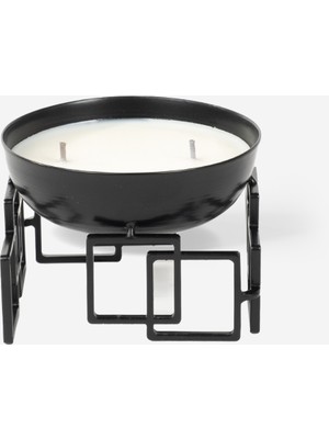 Rarart Kare Ayaklı Siyah Metal Dekoratif Mumluk - Chi-Chi Large