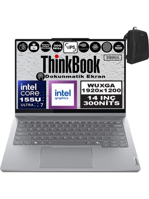 Lenovo Thinkbook 14 2-In-1 G4 Iml Intel Core Ultra 7 155U 80GB Ddr5 4tb SSD 14" Dokunmatik Wuxga 300NITS IPS Windows 11 Pro Taşınabilir Bilgisayar 21MX002VTRP30 + Zetta Çanta
