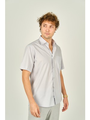 Figs Erkek Kısa Kollu Tek Cep Detaylı Pamuklu Gömlek 1000 Gri