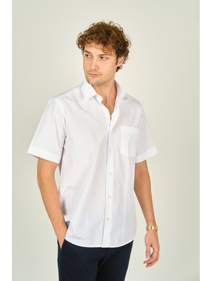 Figs Erkek Kısa Kollu Tek Cep Detaylı Pamuklu Gömlek 1000 Beyaz