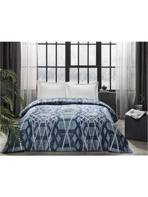 Taç Elina Pamuk Çift Kişilik Battaniye Mavi