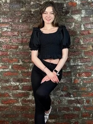 Kadın Büzgülü Siyah Bluz