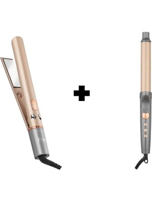 Fakir Glow Keratinli Saç Düzleştirici ve Maşa Seti 120-230 ℃ Sıcaklık Ayarı ile Hızlı Isınma