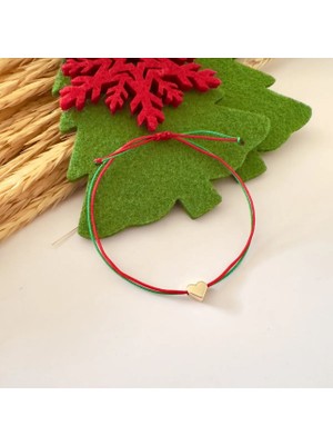 Atelier Çağla Kırmızı Yeşil Kalp Yeniyıl Yılbaşı Şans Bilekliği