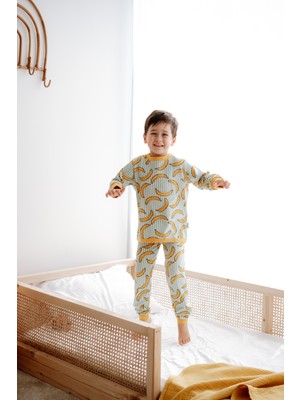 0.5 TOG - %100 Organik Pamuk Çocuk Pijama Takımı - Muz Desenli